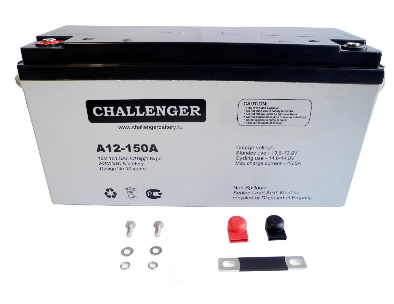 Акумулятор свинцево-кислотний CHALLENGER A12-150 12V/150 Ah AGM для ДБЖ 12 В 150 Аг (00-00010402)