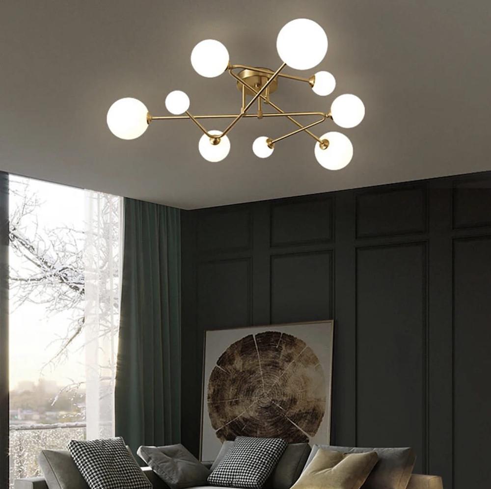 Люстра стельова з вигнутими ріжками на 9 ламп Латунь (YQ 317/9 AB) - фото 5