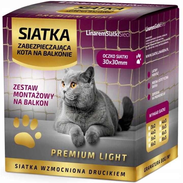 Сетка на балкон для кошек Linarem SiatkiSieci усилена проволокой Uv комплект без сверления 5x3 м (3011612389)