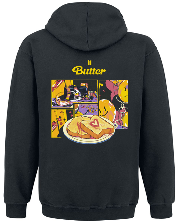 Толстовка с молнией BTS Bangtan Boys Beyond The Scene "Butter" S Черный (57200) - фото 2 Толстовка с молнией BTS Bangtan Boys Beyond The Scene "Butter" S Черный (57200) - фото 2