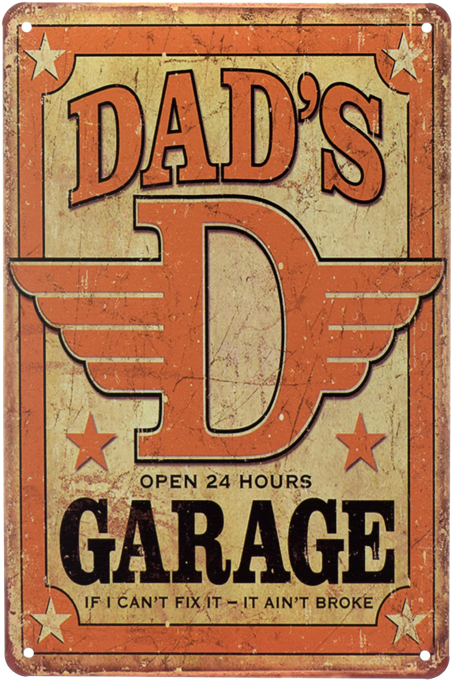 Табличка металева Татовий Гараж/Dad's Garage Open 24 Hours 20x30 см