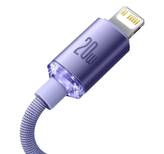 Кабель BASEUS Crystal Shine Series Fast Charging Data Cable Type-C to iP 20 W 1,2 м Purple - фото 2