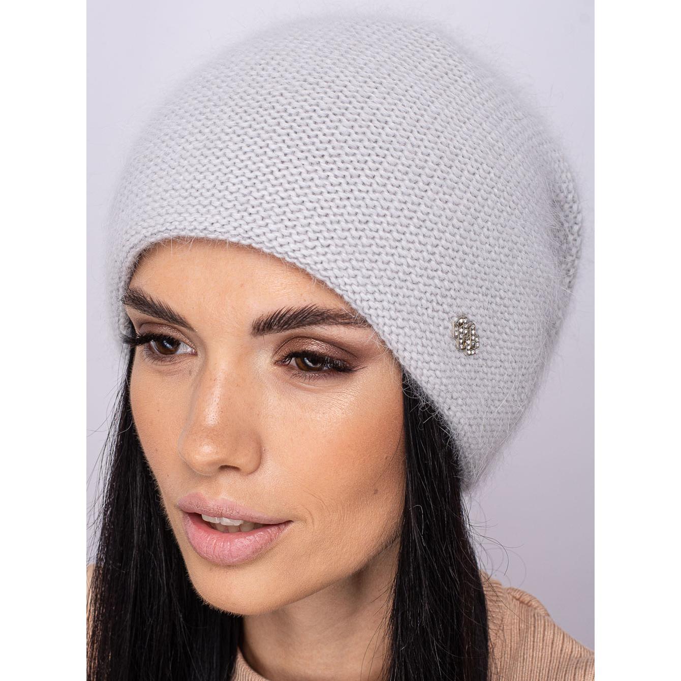 Шапка жіноча подвійна ангорова Leks Веселка one size Світло-сірий - фото 1