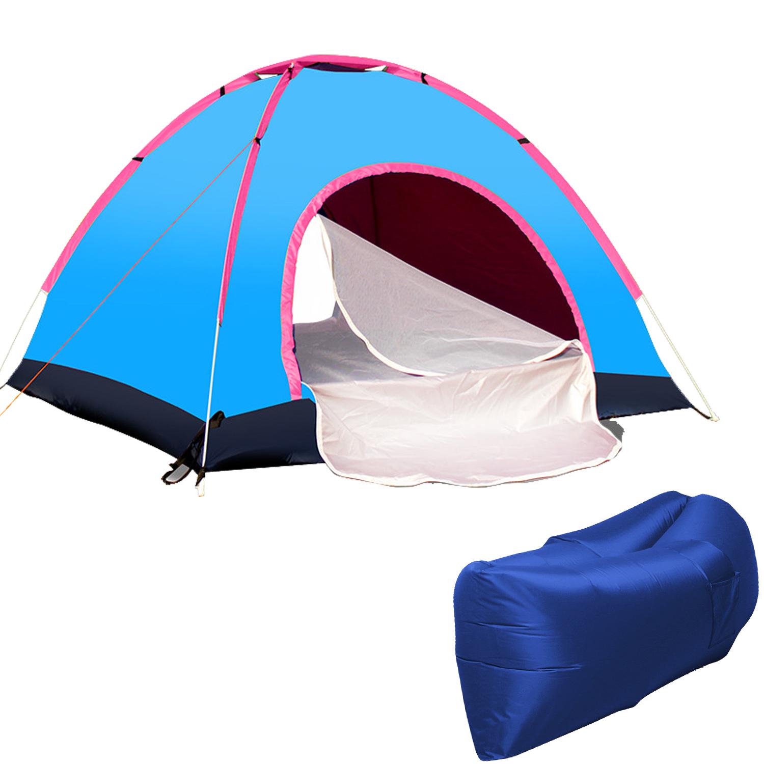 ​Палатка двухместная Traveler самораскладывающаяся 2х1,5х1,1 Blue + Надувной мешок-лежак