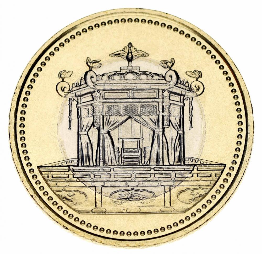 Коллекционная монета Япония 500 йен 2019 Биметалл Возведение на престол императора Нарухито UNC (М12994)