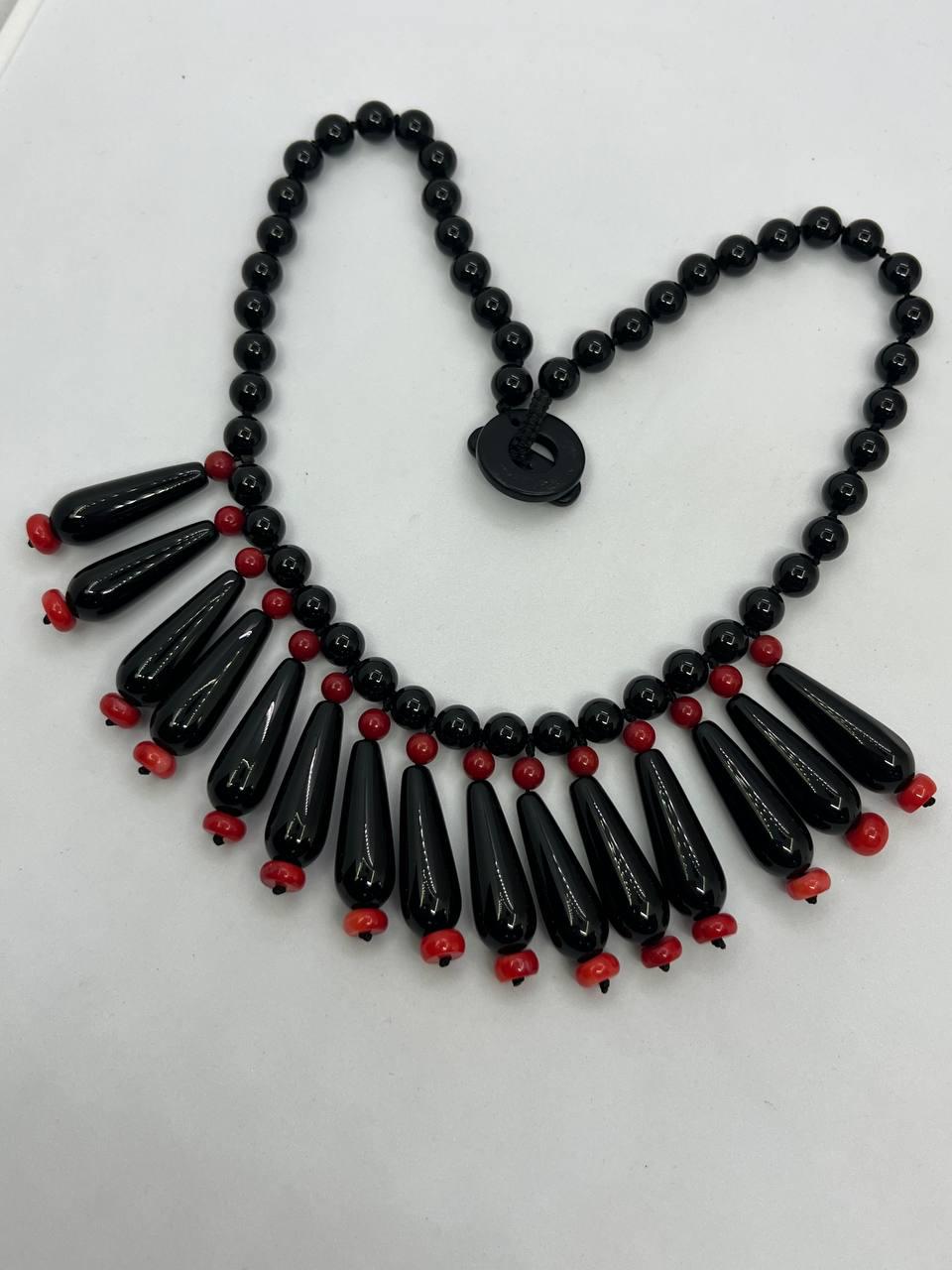 Намисто агат 44 см Чорний (10311)