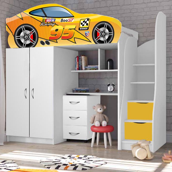 Кровать-комната Viorina-Deko Bed Room № 1 Маквин со столом 80х170 см Желтый (11606960)