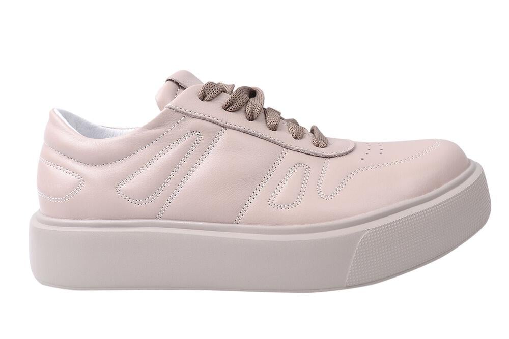 Кеды женские Masheros из кожи на низком ходу на шнуровке Капучино (23-21DTC 40) - фото 3