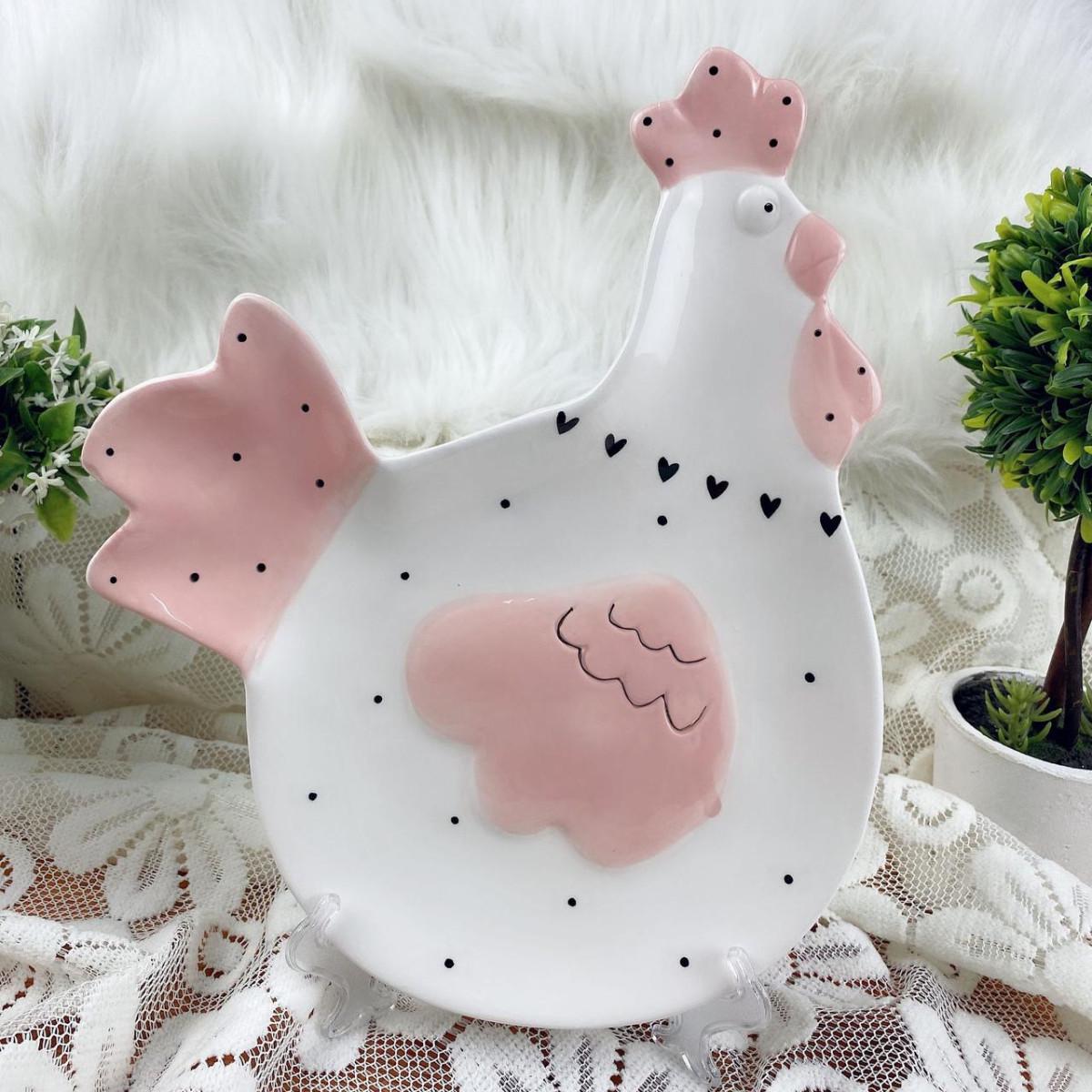 Тарілка керамічна Курка Великдень 6793 23х20 см Білий (4358008)