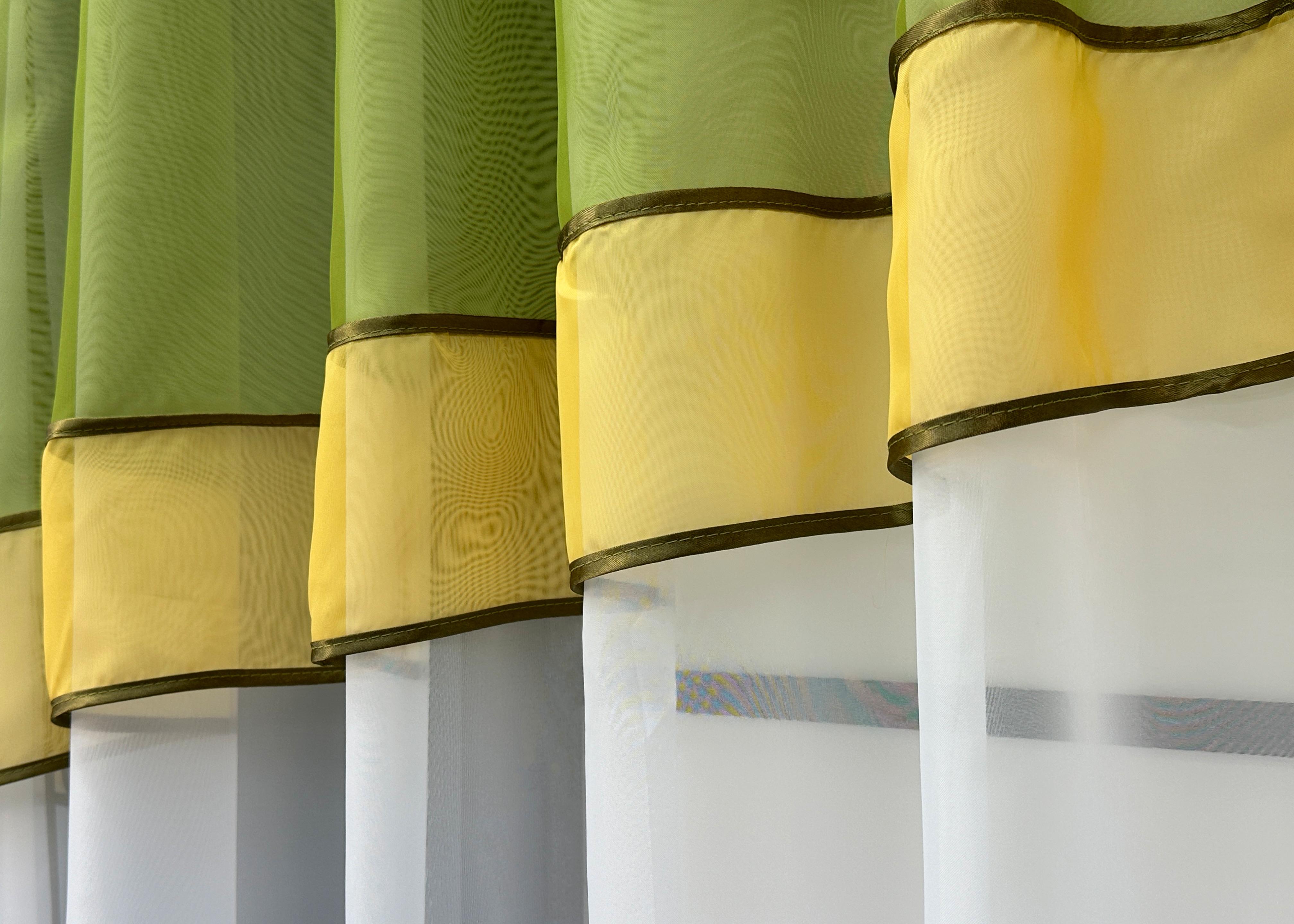 Фіранка кухонна VR-Textil № 018к штора та тюль з ламбрекеном 270х170 см Оливковий/Золотистий/Білий (50-662) - фото 5