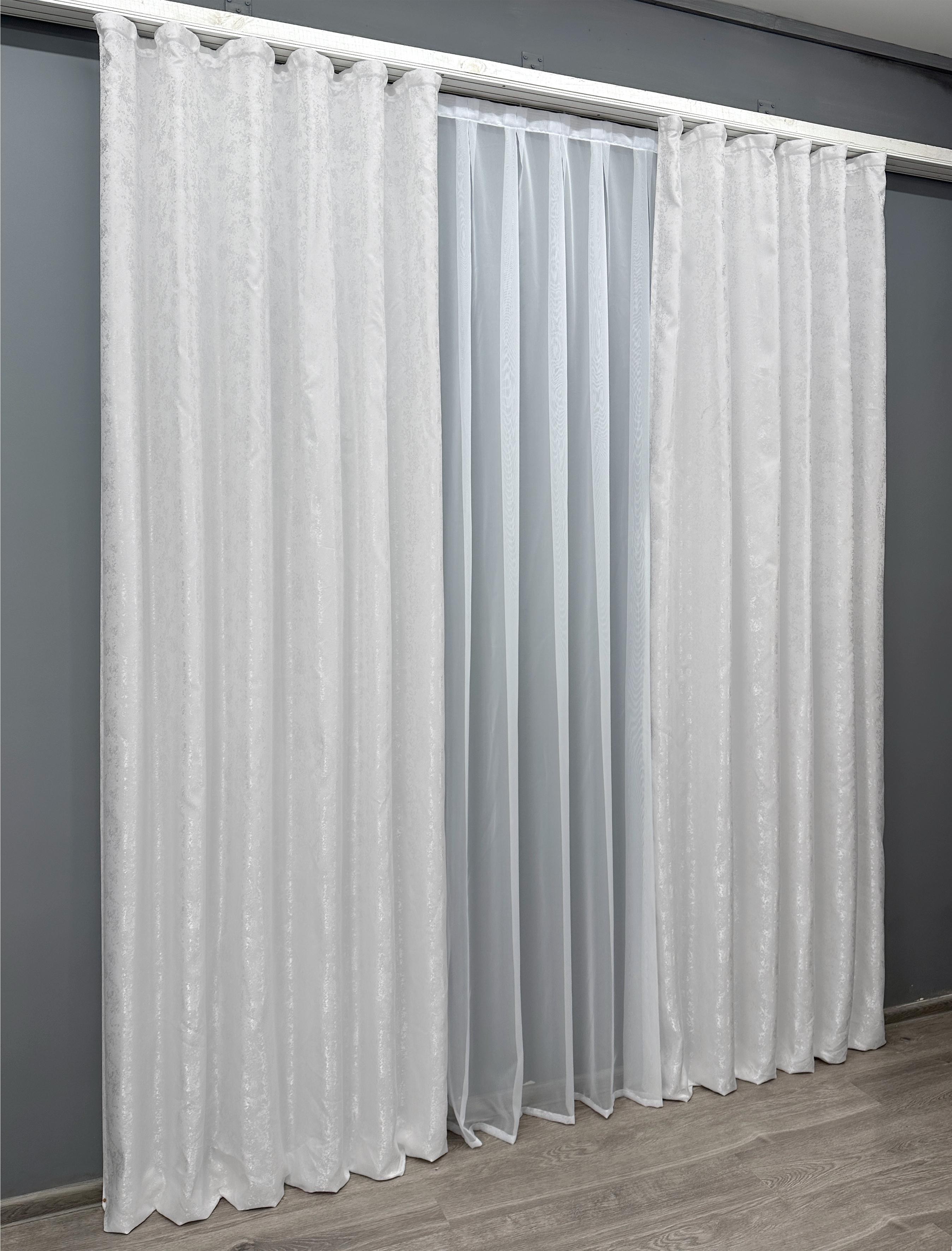 Комплект готовых штор VR-Textil Жаккард Мрамор Al1 № 1300ш 100х270 см 2 шт. Белый (31-573) - фото 4 Комплект готовых штор VR-Textil Жаккард Мрамор Al1 № 1300ш 100х270 см 2 шт. Белый (31-573) - фото 4