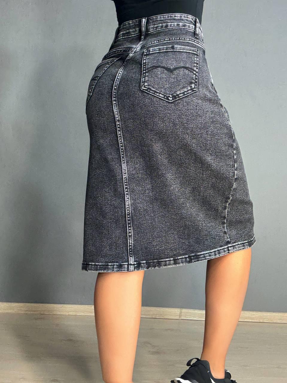 Юбка женская джинсовая Vanver 82050 прямая с разрезом средняя длина р. 32 Черный (4852) - фото 3 Юбка женская джинсовая Vanver 82050 прямая с разрезом средняя длина р. 32 Черный (4852) - фото 3