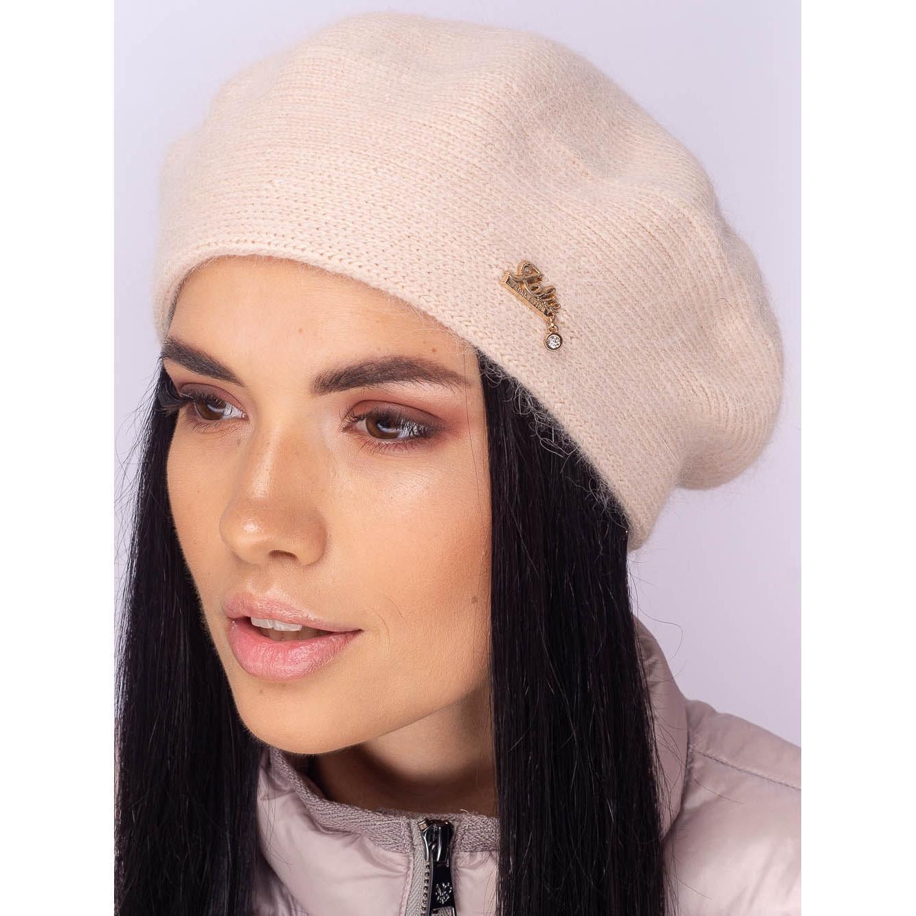 Берет ангоровый женский Leks Лаура one size Светло-бежевый