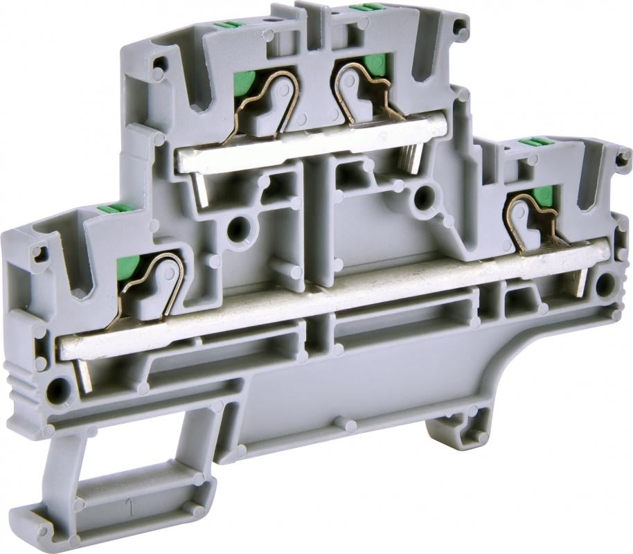 Клемма пружинная наборная ETI ESH-EFD.4 двухуровневая push-in 29А 4 мм2 81,7x6,2x57,7 мм Серый (3903268)