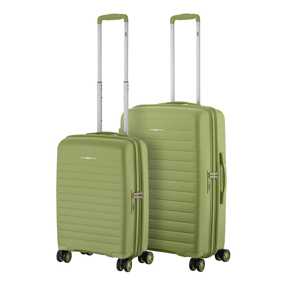 Набор чемоданов дорожных 2E Aero полипропилен замок TSA с 4 колесами S/M Оливково-зеленый (2E-SPP-AERO-SET2-MG)