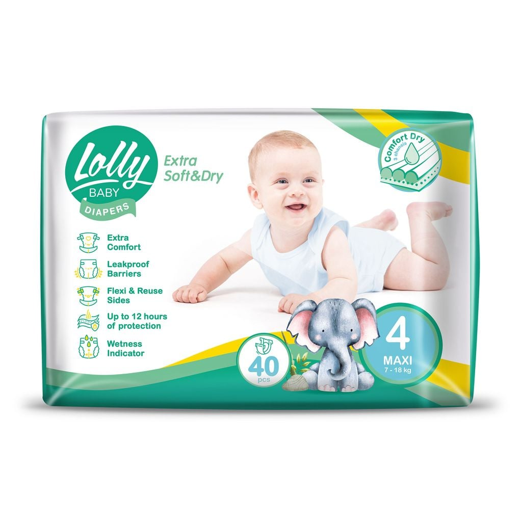 Подгузники Lolly Extra Soft&Dry Maxi р. 4 7-18 кг 40 шт. (33392455)
