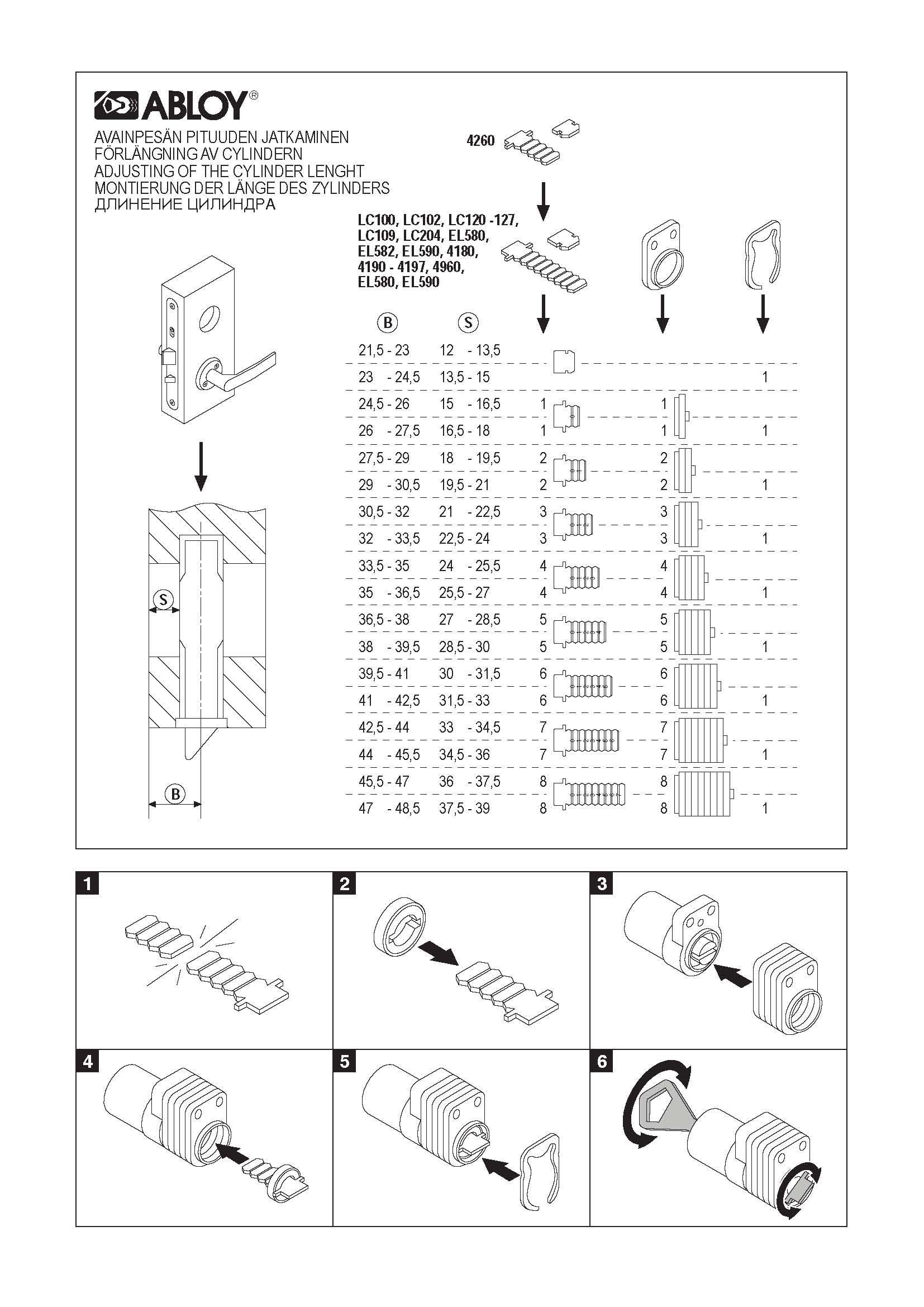 Цилиндр дверной ABLOY ключ/тумблер CY001T - фото 3