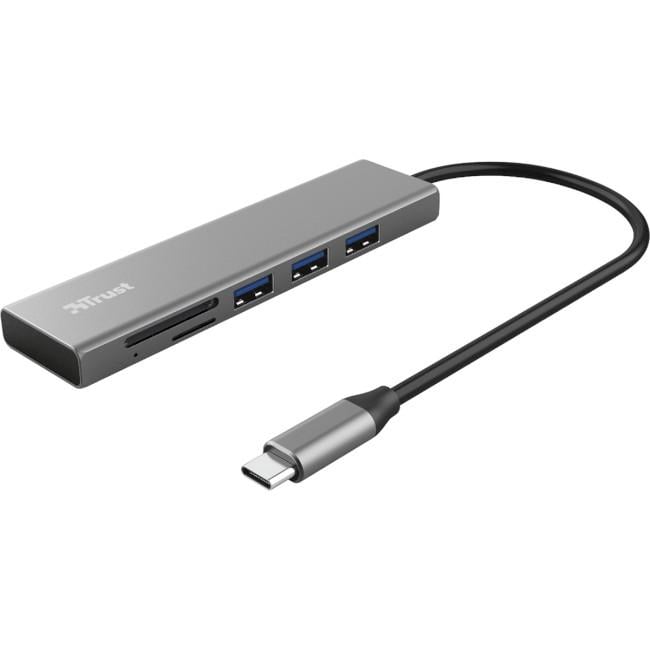 USB-хаб Trust Halyx Fast USB-C Hub с кардридером SD/microSD Серый (24191)