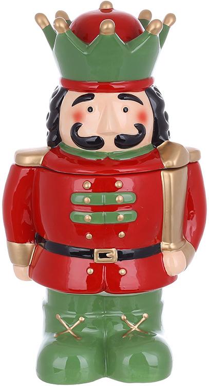 Банка керамічна для солодощів Лускунчик 1,5 л Червоний із зеленим - фото 1 Банка керамічна для солодощів Лускунчик 1,5 л Червоний із зеленим - фото 1