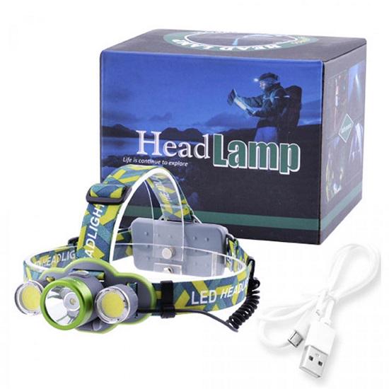 Фонарь налобный 2133-T6-2COB micro-USB 2х18650/3xAA