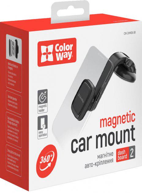 Автодержатель для телефона магнитный ColorWay Dashboard-2 Grey (CW-CHM08-GR) - фото 4