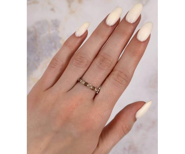 Каблучка-доріжка Ранкова роса з різнокольоровими фіанітами