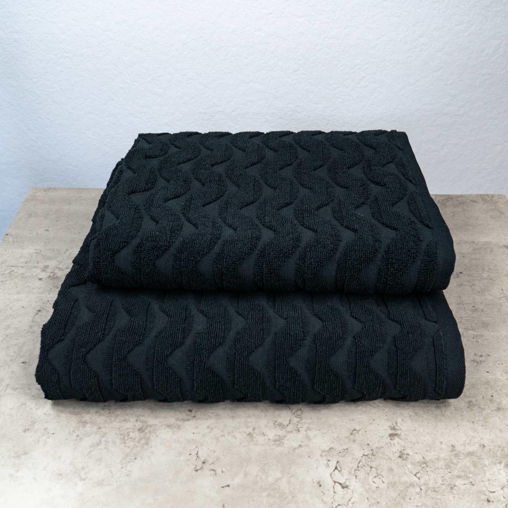 Комплект полотенец GM Textile Волна жаккардовые 2 шт. 50х90 см/70х140 см Черный (500-2k-wave-black)