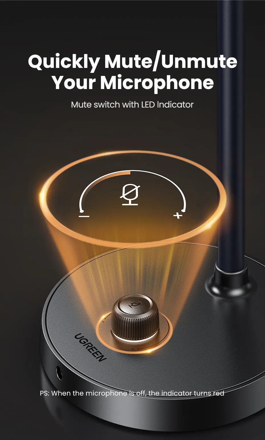 Микрофон UGREEN 60 дБ шумоподавления USB Черный (90416) - фото 7 Микрофон UGREEN 60 дБ шумоподавления USB Черный (90416) - фото 7