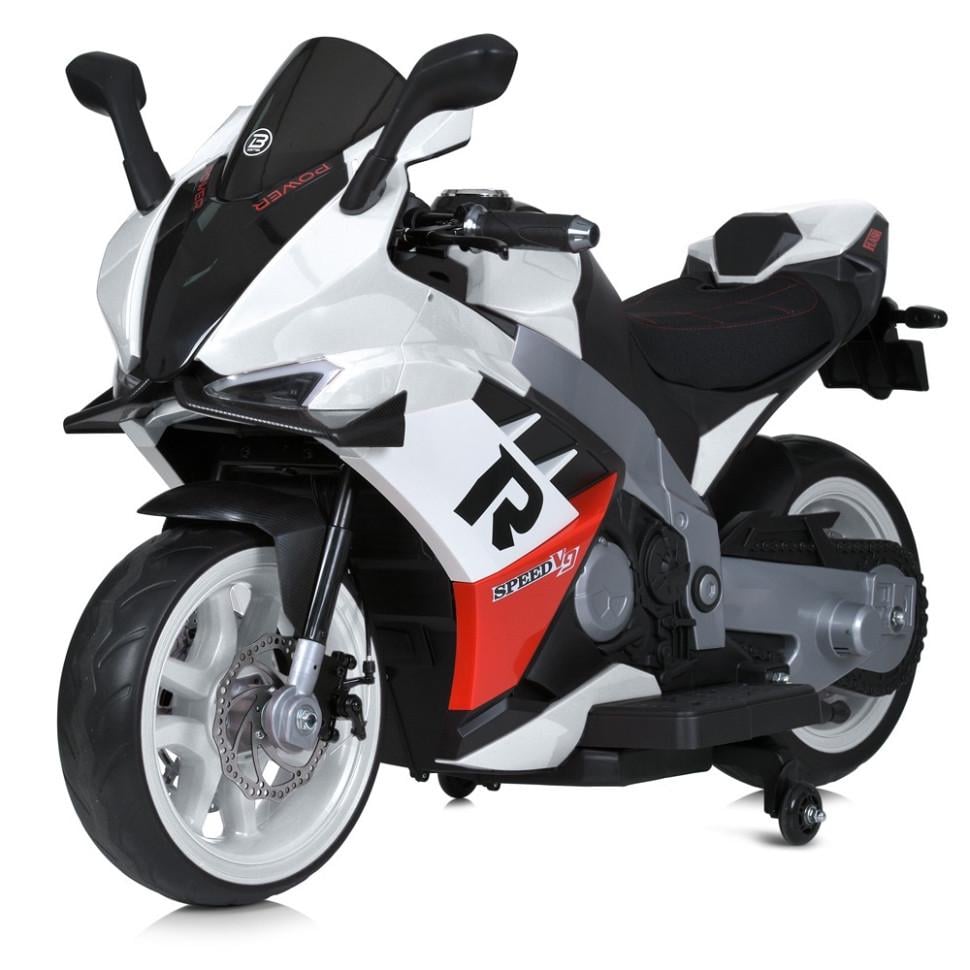Детский электромотоцикл Bambi 24V 200W/mp3/Bluetooth до 30 кг Черно-белый (DE-169-E-443)