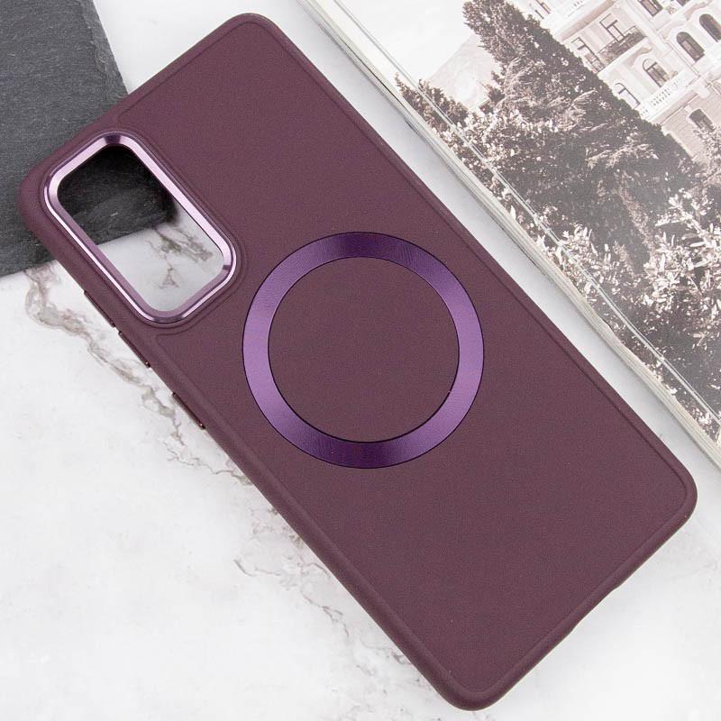 Противоударный TPU Чехол Bonbon Metal Style with MagSafe для Samsung Galaxy S22 Бордовый / Plum - фото 4