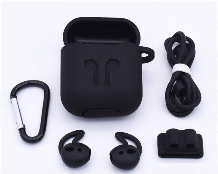 Чехол силиконовый 5 в 1 DS Case для Apple AirPods/AirPods 2 Black (343573233) - фото 2