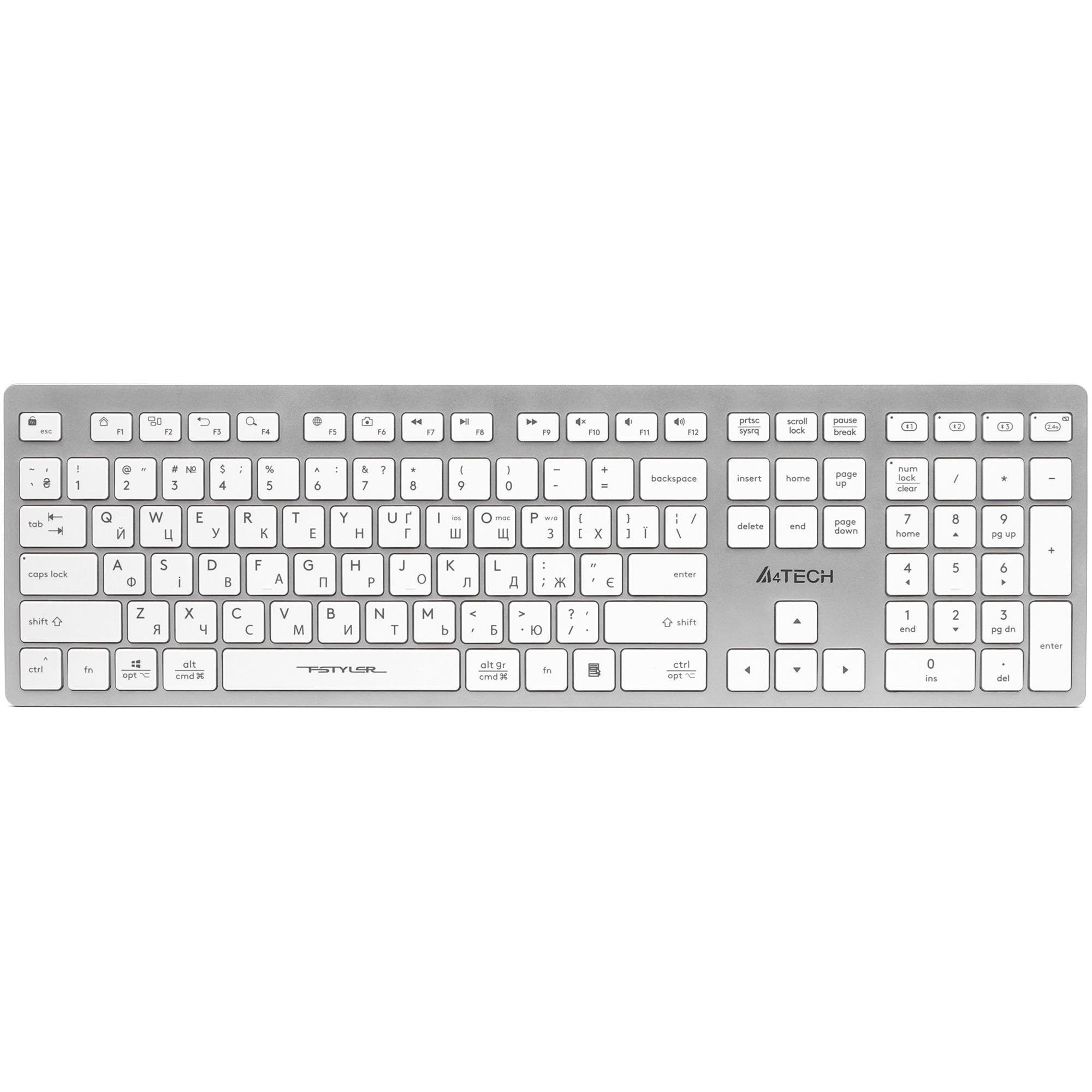 Клавиатура беспроводная A4Tech Fstyler FBX50C Bluetooth/2,4 ГГц ножничная White (FBX50C White)