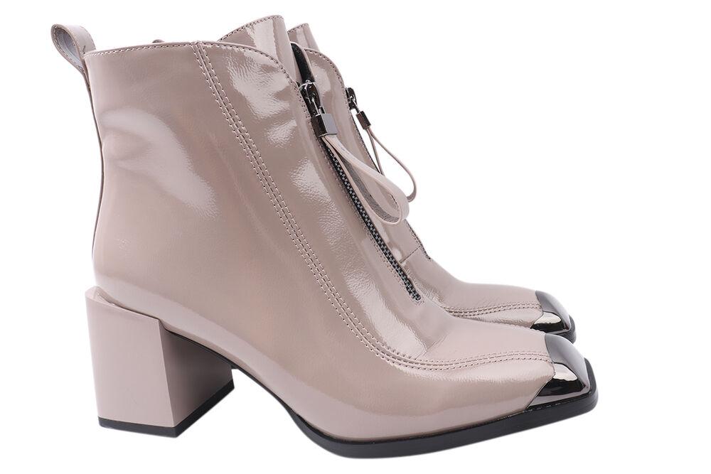 Ботильоны женские на большом каблуке Серые Stefaniya nina из эко лаковой кожи р. 40 (84-21DH)