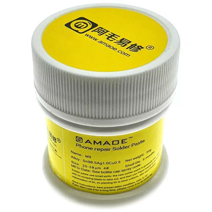 Паяльная паста BGA Amaoe M9 217℃ Sn98.5Ag1Cu0.5 в пластиковой емкости 50 г (ART-15720)