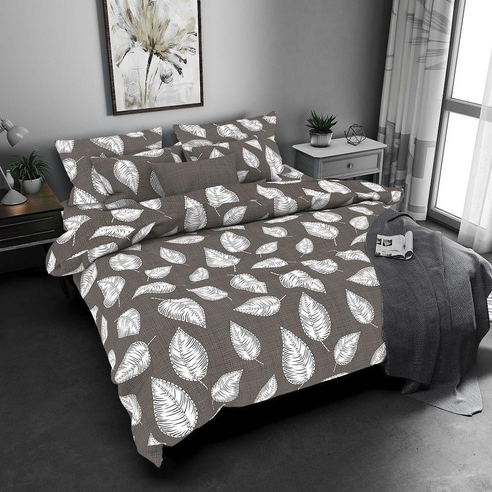 Комплект постельного белья Zastell Листья 7876A Brown бязь двуспальный 175x210