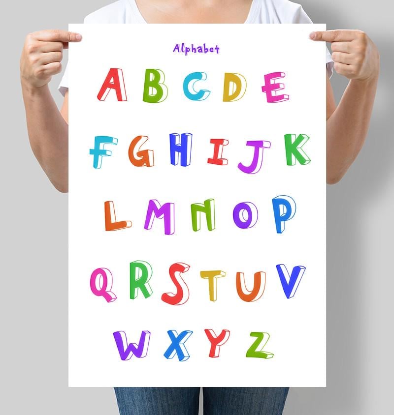 Постер English alphabet Английский алфавит 30x42 см A3 без рамки (D006_A3)