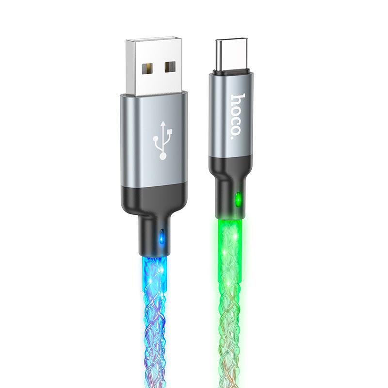 Кабель Hoco U112 USB для Type-C Shine Charging Data cable 1 м 3A Grey (11314843)