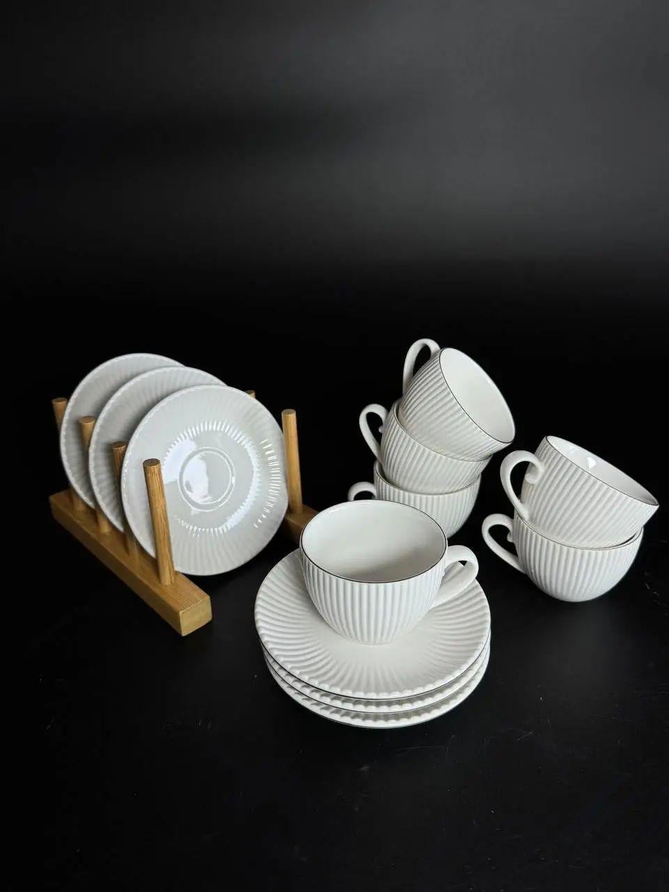 Сервиз для чая и кофе на 6 персон 100 мл 30-1 12 пр. Белый (31870704)