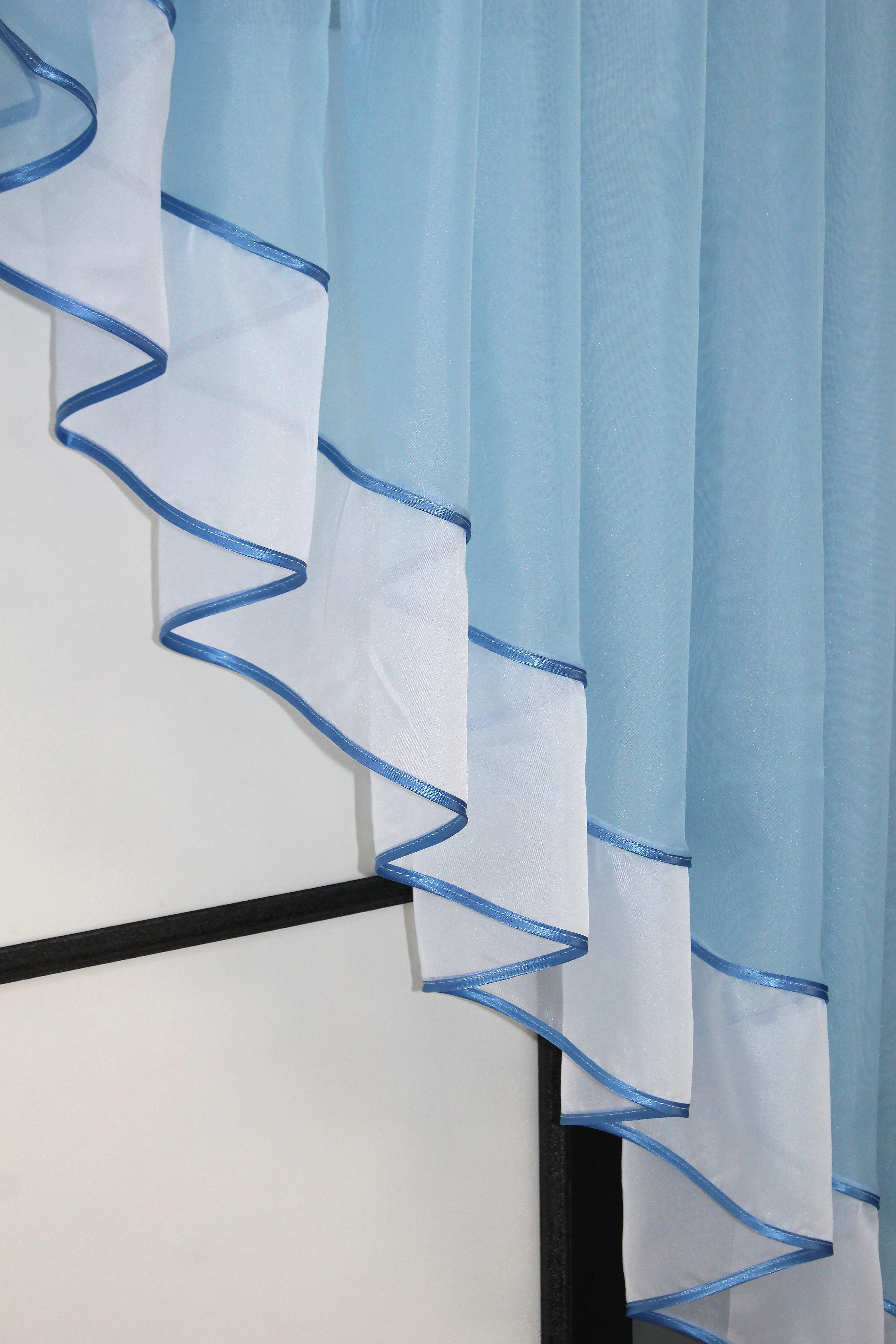 Занавеска кухонная VR-Textil № 023к 150х150 см Белый/Голубой (50-026) - фото 5 Занавеска кухонная VR-Textil № 023к 150х150 см Белый/Голубой (50-026) - фото 5