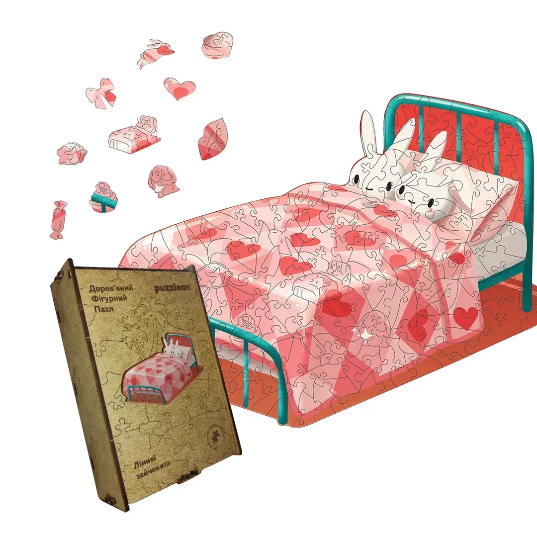 Пазл дерев'яний фігурний ліниві зайчики А5 35 ел. Пазл дерев'яний фігурний ліниві зайчики А5 35 ел.