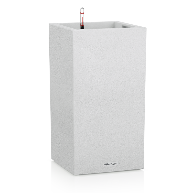 Умный горшок Lechuza Canto Stone High 30 квадратный 12 л 30x56 см Кварцовый белый