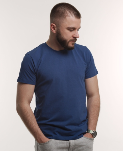 Футболка мужская GBI Base хлопковая S Темно-синий (12945)