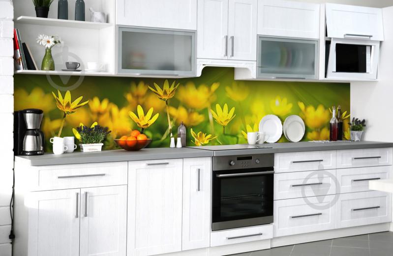 Скинали на кухню Zatarga «Утро на лугу» 600х2500 мм виниловая 3Д наклейка кухонный фартук самоклеящаяся