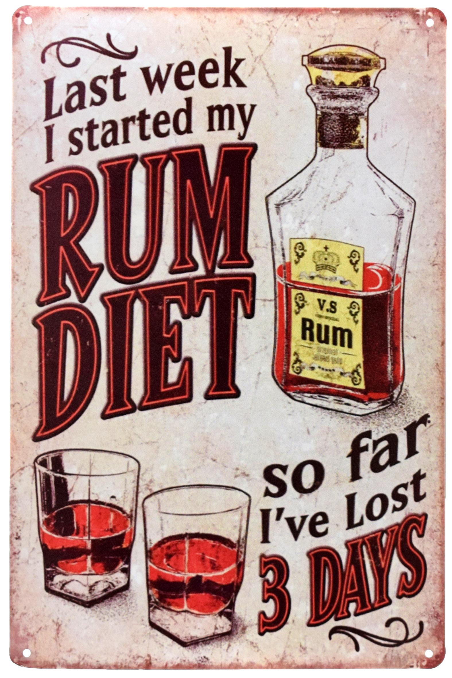 Табличка металева Ромова Дієта/Rum Diet 20x30 см