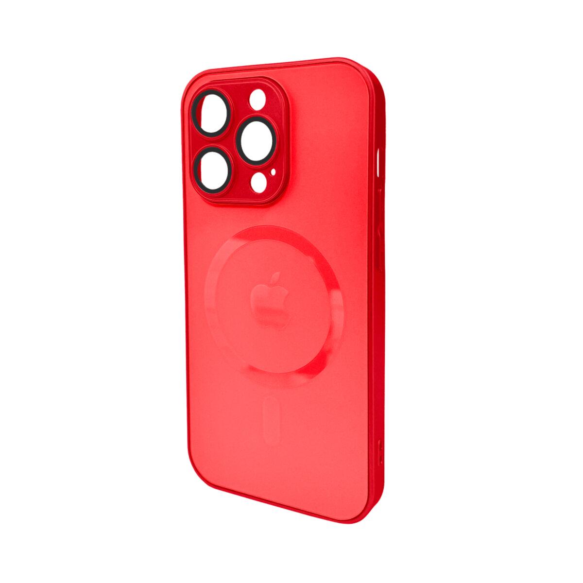 Противоударный чехол для Apple iPhone 14 Pro Max AG Glass Matt Frame Color MagSafe / Cola Red