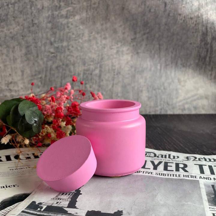 Банка гіпсова рожевого кольору з кришкою 100 мл (1482) - фото 2 Банка гіпсова рожевого кольору з кришкою 100 мл (1482) - фото 2