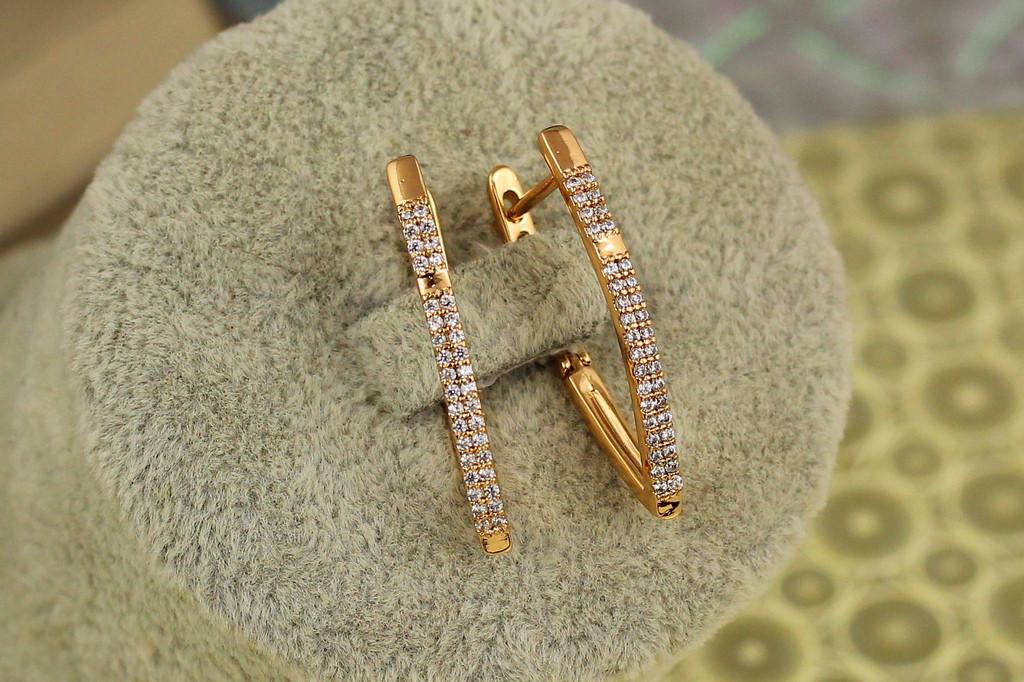 Серьги Xuping Jewelry двойная дорожка оклик 2,7 см Золотистый (2563512366)