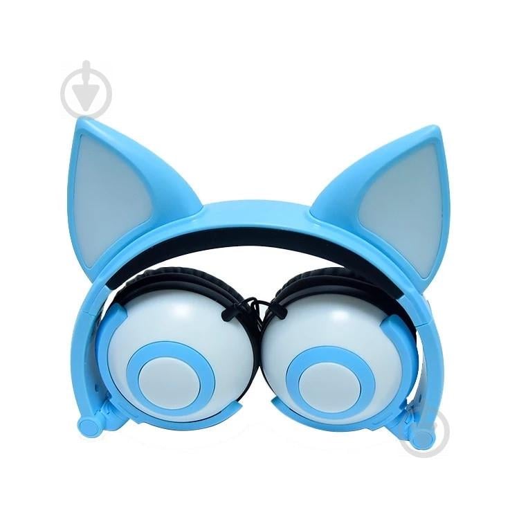 Наушники LINX Bear Ear Headphone с ушками Лисички LED Голубой (SUN2650)