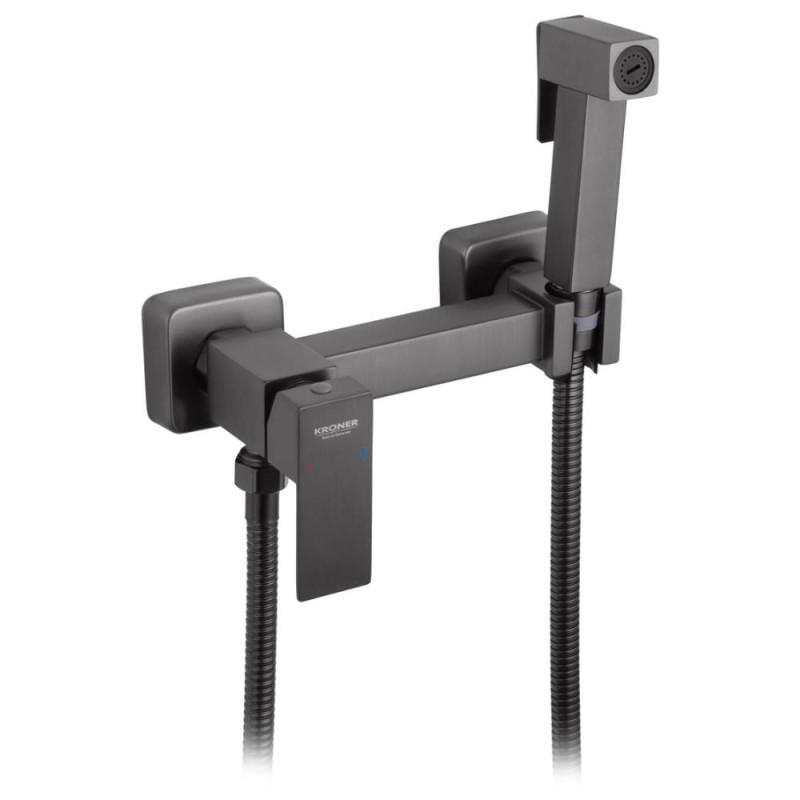Гігієнічний душ зовнішнього монтажу зі змішувачем Kroner KRP Edelstahl Kubus Графітовий (PVD052)