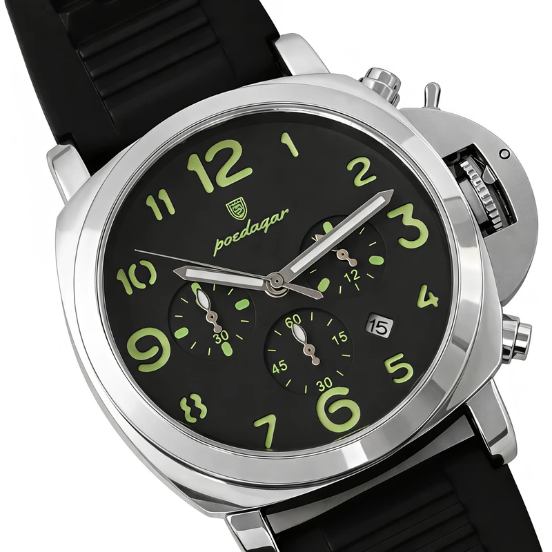 Годинник чоловічий Poedagar Luminious Rubber 2 ремінці Black (25082)